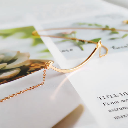 【95新】Tiffany & Co.蒂芙尼Tiffany T 系列小号玫瑰金笑脸Smile项链 链长约45cm女士 071225NJT31 商品图5