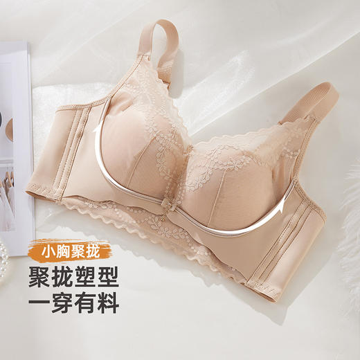 雅黛俪小胸聚拢显大内衣上薄下厚杯性感蕾丝提拉收副乳文胸罩 商品图4