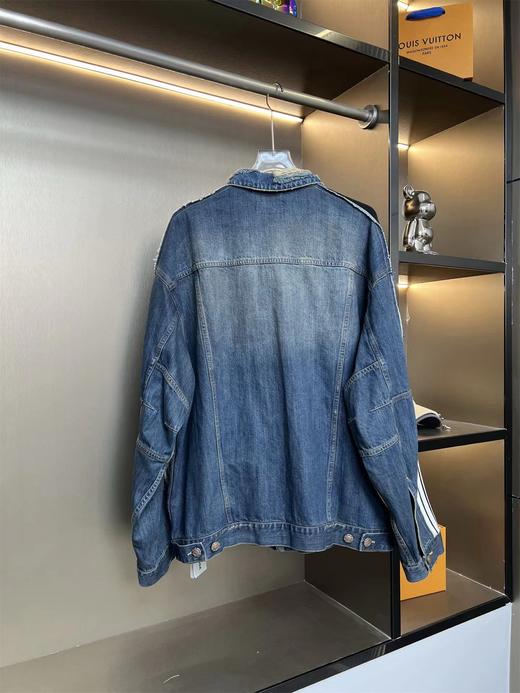 D121143新款条纹单排扣洗水蓝情侣休闲牛仔外套 商品图6