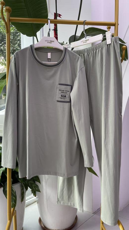 长袖长裤丝光棉圆领套装男款睡衣舒适透气1415317 商品图2