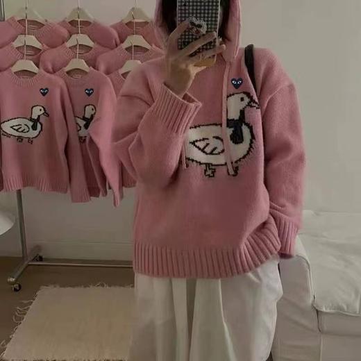 D121104柔和粉色俏皮减龄温柔风圆领套头针织衫女 商品图6