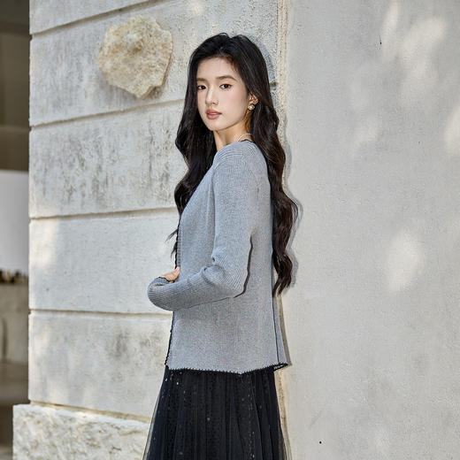 奢姿大码女装2025秋季减龄蝴蝶结针织两件套胖妹妹时尚上衣套装9653953687AB 商品图3