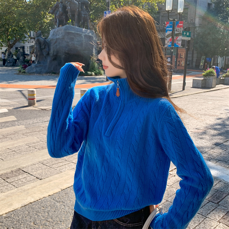 冬日美出圈【衣本素 高领半拉链纯色麻花羊毛针织衫ZD3026AI】加厚款  拉夫麻花复古纹理 慵懒贵气 手感厚实超软糯