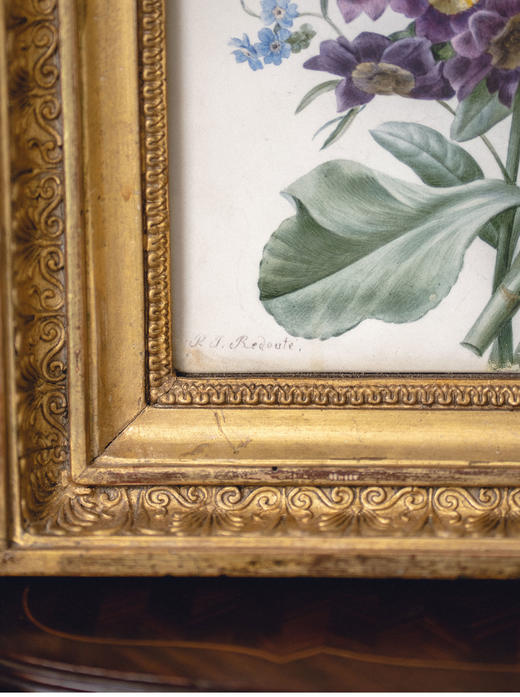 独角鹿西洋古董1813年代法国画师比利时植物学家Pierre-Joseph Redouté签名创作花卉主题水彩画 商品图2