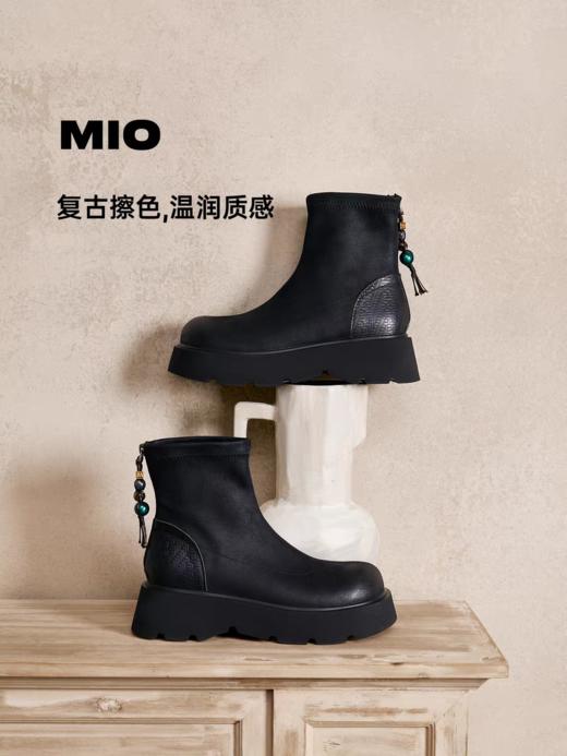 沈月郭宇欣同款MIO米奥女靴2025冬季新款弹力靴厚底短袜靴瘦瘦靴 商品图1