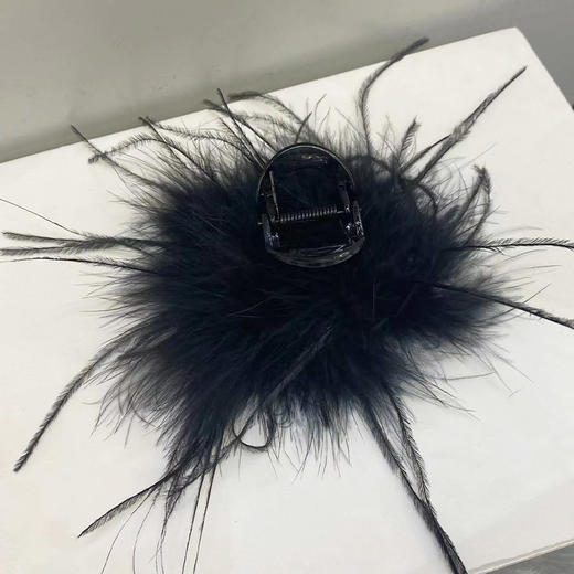 新款鸵鸟羽毛抓夹气质女后脑勺盘发夹-纪念日百货门店同款 160096726 商品图2