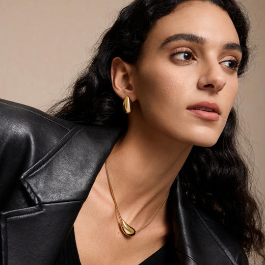 【赵丽颖&佟丽娅&曾黎&刘忻同款】Drop水滴系列 | 金色小水滴耳环&项链套装 商品图1