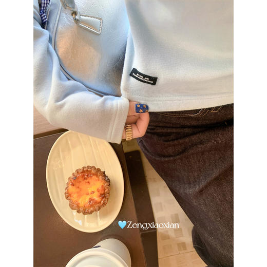 <曾小咸推荐>现货秒杀 ！微信超特价！韩系蓝色圆领短款磨毛长袖 日常109.99 立减60 秒杀49.99！！ 商品图2