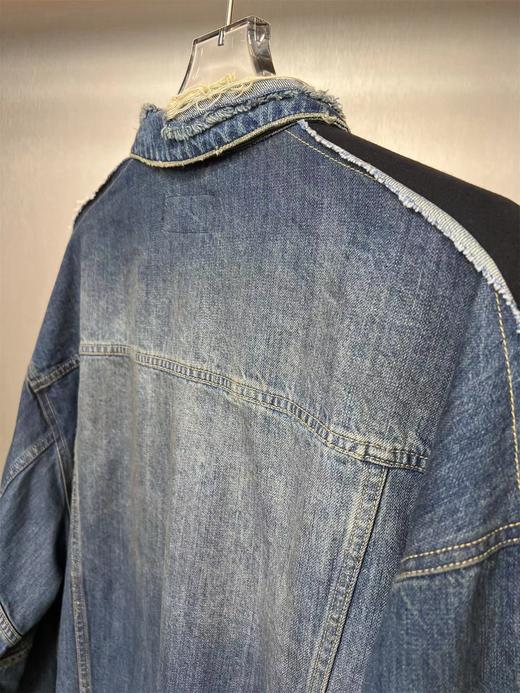 D121143新款条纹单排扣洗水蓝情侣休闲牛仔外套 商品图7