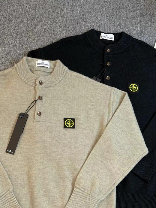 D121131新款慵懒随性羊绒针织衫宽松圆领半开纽扣设计毛衣 商品图1