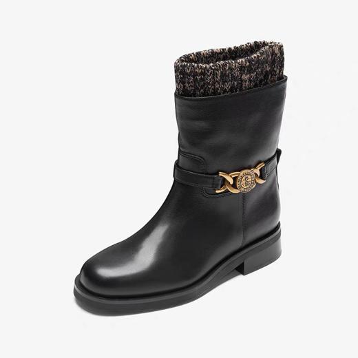 莱尔斯丹YOUNG2025秋冬新款时尚通勤粗跟真皮短筒靴子女鞋30302V 商品图5