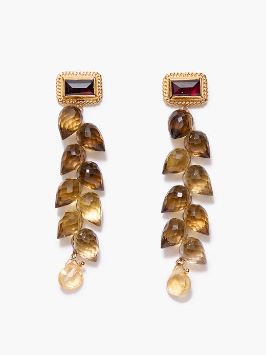 订购6周到｜Chan Luu-ANGIE-威士忌石英 石榴石 黄水晶 耳环［美国设计师］ 商品图0