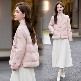 HR JXYR2930新中式风羽绒服国风宽松洋气白鸭绒外套