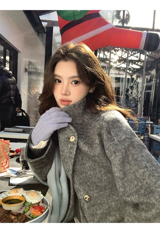 高端双面羊毛大衣95%绵羊毛➕5%羊驼绒双排金扣大衣 商品图9