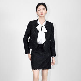 「高货wl」全新升级【铂金会员441/天猫599/差价158】(99331)洛诗琳2025秋冬亮丝编织粗花呢外套小香风半身裙两件套女