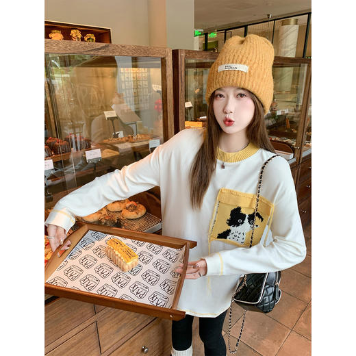 <曾小咸推荐>现货秒杀 ！微信超特价！韩系小狗拼接打底衫 日常169.99 立减90 秒杀79.99！！ 商品图1