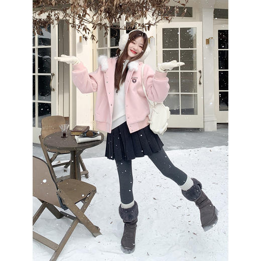 <曾小咸推荐>现货秒杀 ！微信超特价！韩系毛绒连帽毛呢外套 日常369.99 立减180 秒杀189.99！！ 商品图4