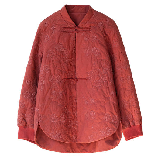 牧衣游原创 60支机绣涧棉棉衣薄款新中式红色复古宽松棉服 一见喜 商品图4