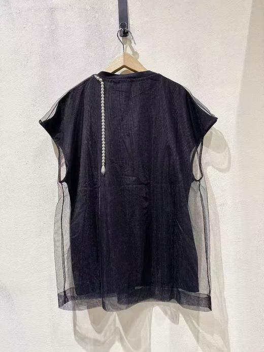女款透纱拼接短袖T恤he 商品图1