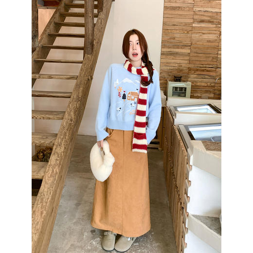 <曾小咸推荐>现货秒杀 ！微信超特价！韩系浅蓝色圆领毛衣 日常199.99 立减100 秒杀99.99！！ 商品图1