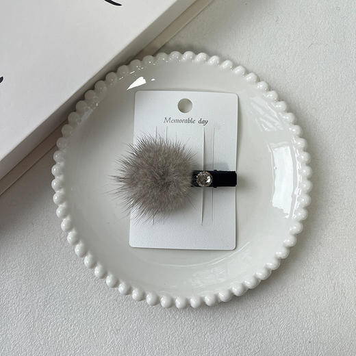 蓬松柔软温暖闪钻貂毛秋边夹发夹-纪念日百货门店同款167748109 商品图4