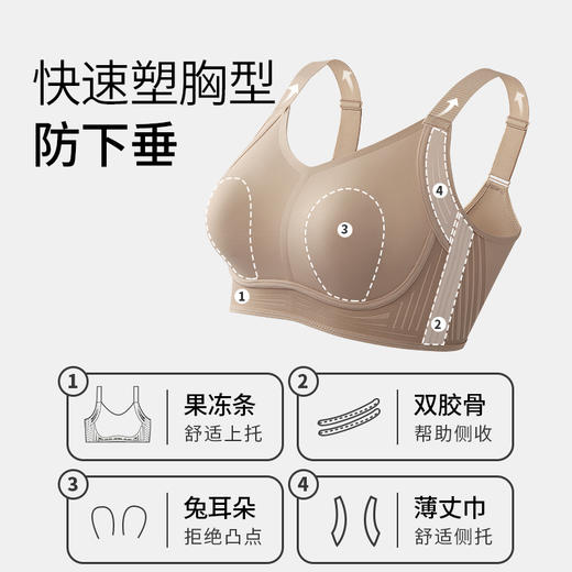 T1-【239元2件】【B-F杯】 【大胸圆润 全罩杯】黑科技记忆面料回弹自塑大包容 提拉女王+【大胸显小 兔耳朵】【无痕果冻条+弹力薄丈巾分区侧托+W承托卡带+高塑面料+侧比双层贴合收副乳】大胸熨斗 商品图8
