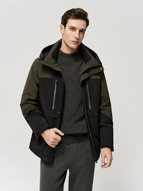 【连帽拼接撞色羽绒服】25年冬季新品男士加厚保暖90白鹅绒外套