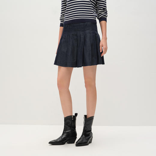 商场同款|森马牛仔半身裙女春季百褶裙2026新款俏皮辣妹简约短裙 商品图2