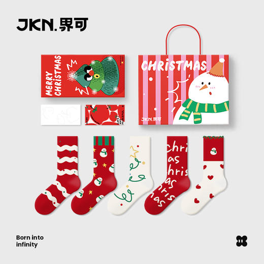 JKN圣诞中筒袜|长绒棉舒适透气，无骨袜头，好穿不硌脚，袜子 商品图1