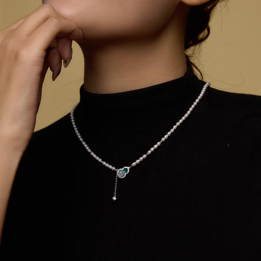 Manreya玛芮雅“玉髓福禄”淡水珍珠项链|铜镀金，淡水珍珠，玉髓 商品图2