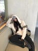 D121106秋冬oversize版型半拉链连帽针织卫衣女 商品缩略图1
