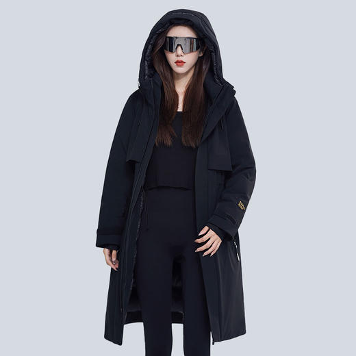 【绒朵轻盈饱满】个调 2025冬季新款女士长款鹅绒重磅加厚高进黑风衣羽绒服8768 黑色155-170 商品图5