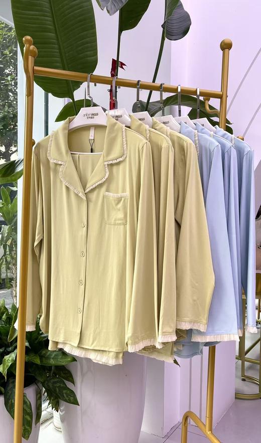 长袖长裤丝光棉翻领套装女款睡衣舒适透气1415339 商品图2