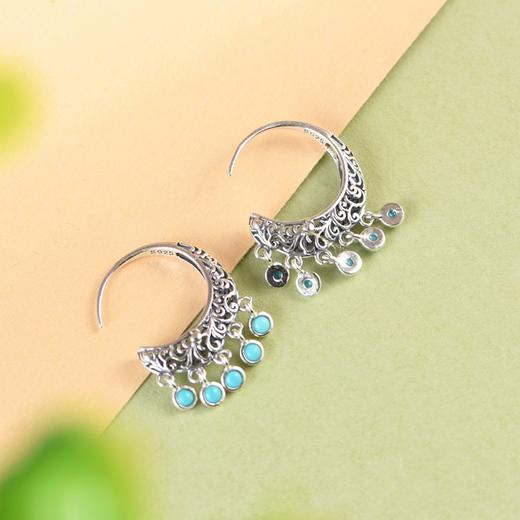 【梦羽影忆】S925银复古唐草松石潮人耳坠【SCH-SY33767】 商品图2