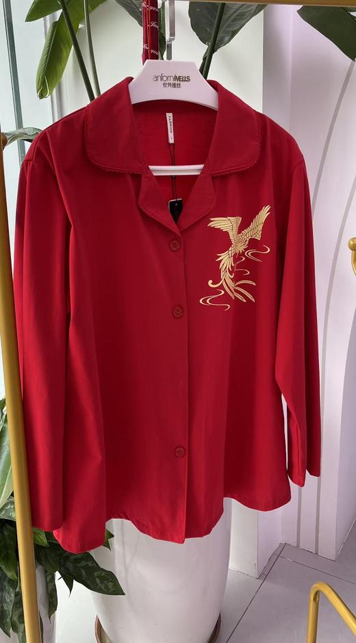 发财大红色翻领丝光棉套装女款睡衣舒适透气1415340 商品图1