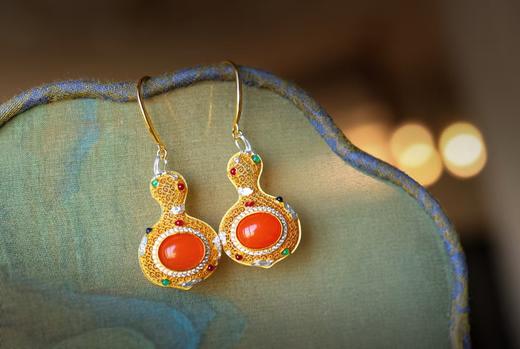 招财纳福 南红掐丝葫芦耳环 JD 商品图6