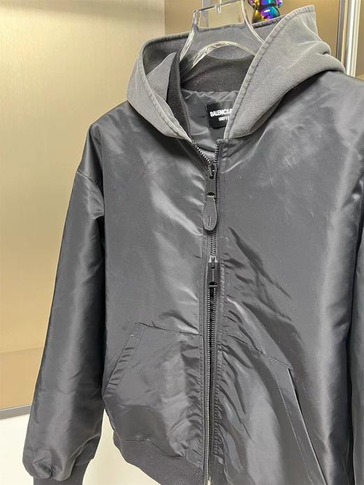 D121142新款双环拉链棉衣外套黑色飞行服夹克保暖外套 商品图5