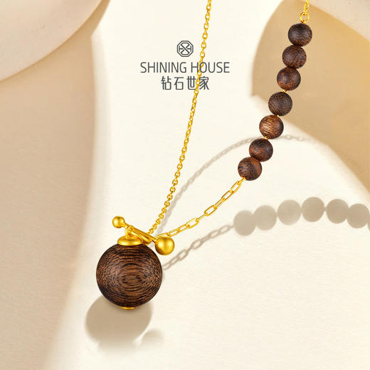 【钜惠价】【沉香黄金】钻石世家 祈愿系列·古韵鎏金项链 足金沉香项链 古韵沉香与华贵黄金碰撞组合 汇聚非遗之美【黄金产品不支持无理由退换货】预计3-5天发货 商品图4