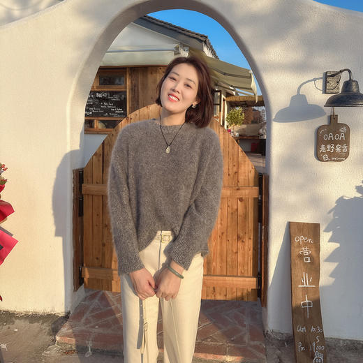 火桐hooton 格雷系 珠片山羊绒拉绒圆领套头衫85803 商品图1
