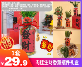 【肉桂生财香薰摆件礼盒】🔥肉桂香气环绕，财运自然来，搭配上千层金、松果、开心果、桂花，🈵满瓶美好❗️-HF