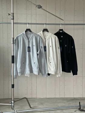 D121167小马刺绣Logo纯色棒球领长袖情侣秋冬拉链夹克外套