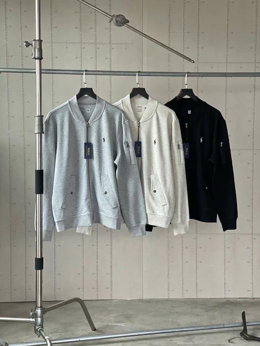 D121167小马刺绣Logo纯色棒球领长袖情侣秋冬拉链夹克外套 商品图0