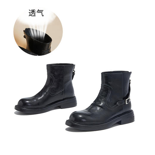 真皮复古马丁靴女2025冬季新款厚底切尔西靴女百搭靴子瘦瘦短靴女 商品图4