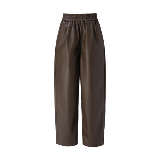 「自」全新升级【铂金会员183/天猫249/差价66】(11508)洛诗琳新款PU皮高腰宽松皮裤2025秋冬气质显瘦九分老爹裤 商品图4