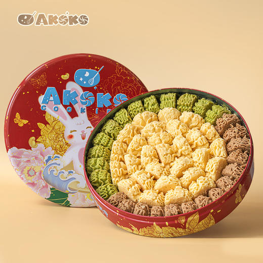  AKOKO新年礼盒 繁花兔影礼盒装/经典小花曲奇160g*3盒送礼袋 酥松绵密，吃过一口就再也忘不掉的味道 商品图0