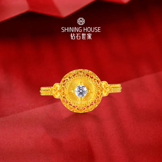 【巳来运转系列】钻石世家 如意罗盘戒指  足金钻石戒指 以象征财运富贵长寿的灵蛇纹融入吉祥元素，黄金与闪耀钻石的时尚设计寓意金蛇庇护 蛇来运转【黄金产品不支持无理由退换货】预计3-5天发货 商品图4