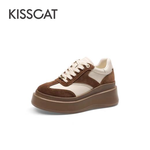 「[沈梦辰/赵昭仪同款]接吻猫[8cm内增高太妃糖]厚底德训鞋小白鞋」 商品图2