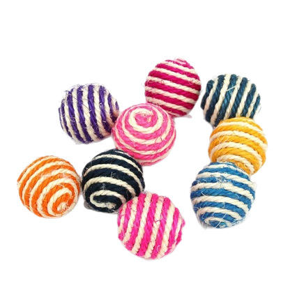 新款新品宠物用品亚马逊爆款4cm带响声剑麻球互动逗猫球耐抓猫玩具球 商品图4