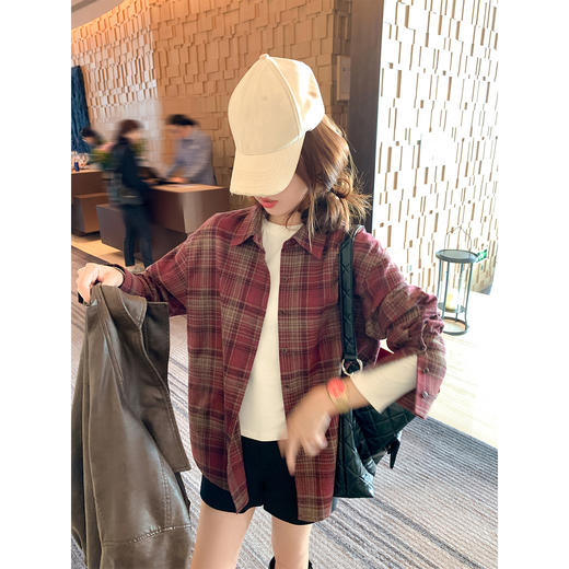 <曾小咸推荐>现货秒杀 ！微信超特价！韩系复古红色格子衬衫 日常199.99 立减100 秒杀99.99！！ 商品图4