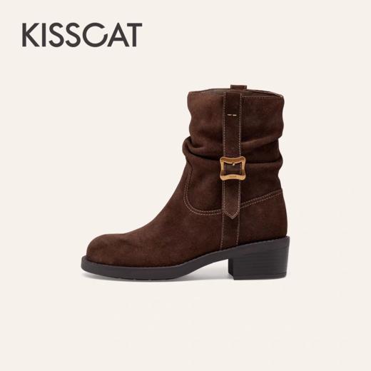 「李兰迪/美洋同款接吻猫[落日大道]麂皮筒靴西部堆堆靴牛仔靴加绒」 商品图4